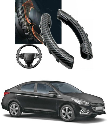 PRTEK Hand Stiched Steering Cover For Hyundai Verna(Black, Tarpaulin, Plastic)