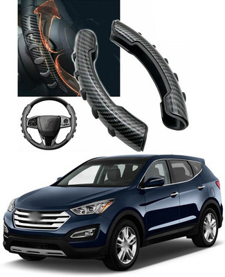 PRTEK Hand Stiched Steering Cover For Hyundai SantaFe(Black, Tarpaulin, Plastic)