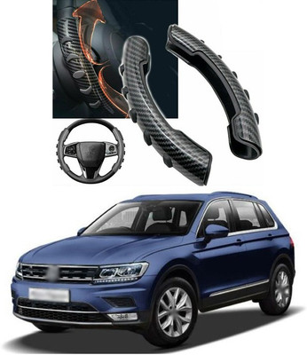 PRTEK Hand Stiched Steering Cover For Volkswagen Universal For Car(Black, Tarpaulin, Plastic)