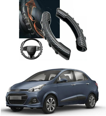 PRTEK Hand Stiched Steering Cover For Hyundai Xcent(Black, Tarpaulin, Plastic)