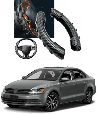 PRTEK Hand Stiched Steering Cover For Volkswagen Jetta(Black, Tarpaulin, Plastic)
