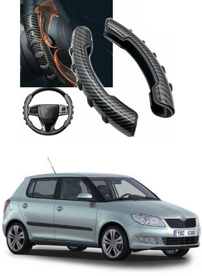 PRTEK Hand Stiched Steering Cover For Skoda Fabia(Black, Tarpaulin, Plastic)