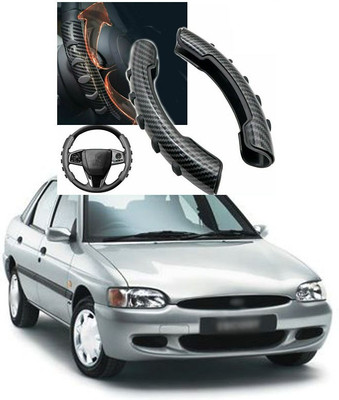 PRTEK Hand Stiched Steering Cover For Ford Escort(Black, Tarpaulin, Plastic)