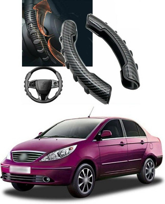 PRTEK Hand Stiched Steering Cover For Tata Manza(Black, Tarpaulin, Plastic)