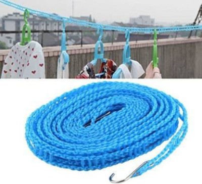 ALWAFLI Clothesline Windproof Anti-Slip Clothes Washing Line Drying Nylon Rope with Hooks Multicolor (Length: 5 m, Diameter: 20 mm) Nylon Retractable Clothesline(5 m)