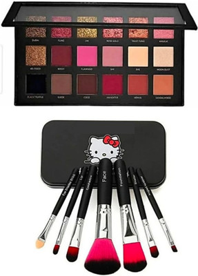 Plethora Rose Gold Edition Eyeshadow Palette - 18 Shades 22g & Makeup Brushes Set of 7(2 Items in the set)
