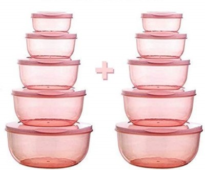 Gyanvi Plastic Grocery Container  - 290 ml, 580 ml, 1000 ml, 1700 ml, 2700 ml(Pack of 10, Pink)