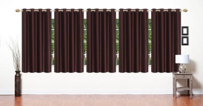 Mclimb 152.1 cm (5 ft) Polyester Semi Transparent Window Curtain (Pack Of 5)(Plain, BROWN5B)