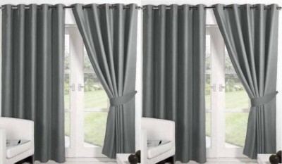 Mclimb 152.1 cm (5 ft) Polyester Semi Transparent Window Curtain (Pack Of 5)(Plain, GREY5B)