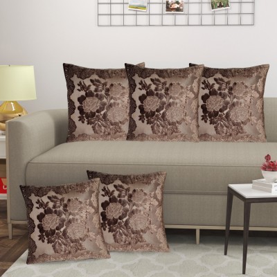 MHF Velvet Cushions Cover(Pack of 5, 40 cm*40 cm, Brown, White)