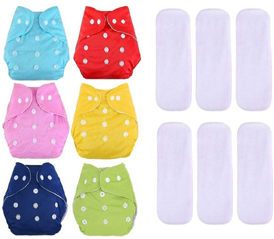 IRSHYAN KIDZGHAR All in One Washable Reusable Adjustable Baby Cloth Diapers, Pocket Diapers, Diaper Nappies with 5 Layers Bamboo Charcoal Diaper Insert (6 Diaper + 6 White Insert) IRSHYAN KIDZGHAR All in One Washable Reusable Adjustable Baby Cloth Diapers, Pocket Diapers, Diaper Nappies with 5 Layers Bamboo Charcoal Diaper Insert (6 Diaper + 6 White Insert)