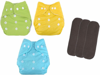 GROOT Baby Adjustable Cotton Pocket Diapers & Reusable Baby Washable Cloth Diaper with 5 Layers Charcoal Bamboo Insert