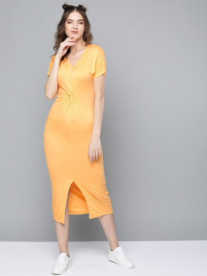 SASSAFRAS Women Maxi Yellow Full Length Dress