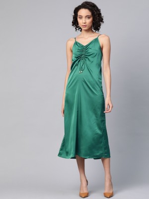 SASSAFRAS Women Fit and Flare Green Dress