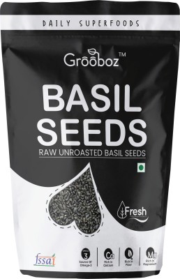 Grooboz Raw Basil Seeds - Raw Super Food For Protein | Iron | Folic acid and Dietary Fibre |Calcium | Anti-Oxidants for Weight Loss Basil Seeds(500 g)