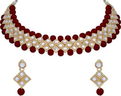 CATALYST Alloy Gold-plated Maroon Jewellery Set(Pack of 1)