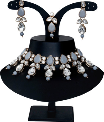 Padmavati Alloy Gold-plated Grey Jewellery Set(Pack of 1)