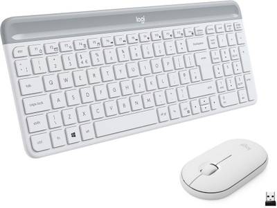 Logitech MK470 Slim Keyboard & Mouse Combo, Whisper-Quiet Wireless Laptop-size Multi-device Keyboard Compatible with Desktop, Laptop, Mac(White)