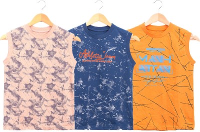 Jingo Boys Printed Cotton Blend T Shirt(Multicolor, Pack of 3)