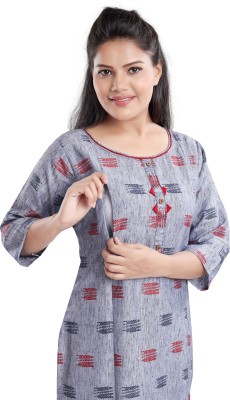 B2Fashion Women Printed Straight Kurta(Light Blue)