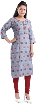 B2F Manufacturing & Designing Kurti Women Printed Straight Kurta(Light Blue)