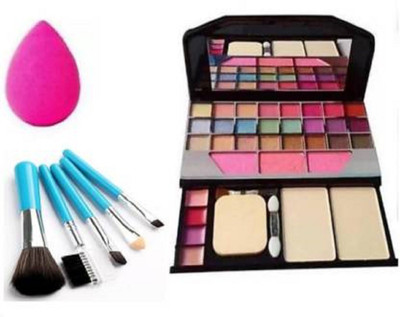 Zuen 6155 kit with ultimate color full pack of 5 brush set and 1 beauty blender puff