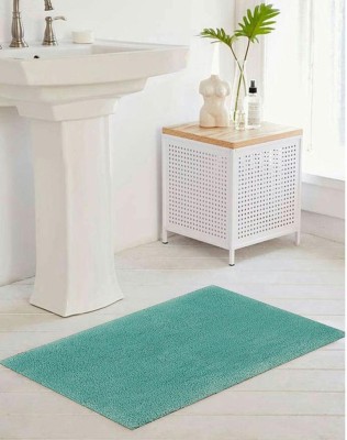 riviera Polyester Bathroom Mat(Aqua, Small)