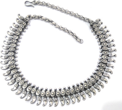 athizay Neck Choker Brass Metal Plated with black silver Tooth Pattern metal beads oxidised Antique Texture women fashion jewellery. Black Silver Plated Metal Necklace