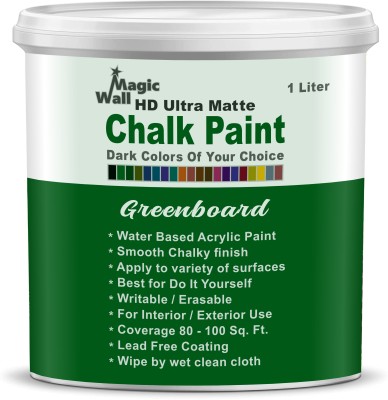 MagicWall Chalk Paint Greenboard | 1 Liter - Matt Finish | Water Base Acrylic Paint | Coverage : 80 to 100 Sq. Ft. | Apply on Surfaces Like Walls, Boards, Furniture & Home Décor Products.(Set of 1, Greenboard)