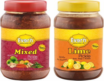 Everin Tasty Tangy and Ticklish Mixed and Lime Mixed, Lemon Pickle(2 x 125 g)