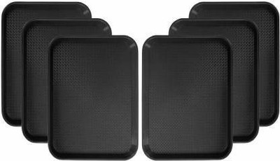 Sk creations 6 pcs. Plastic Serving Trays Set Rectangular Serving Black Tray(Pack of 6, Microwave Safe)