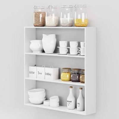 Extend Crafts Wooden Wall Shelf(Number of Shelves - 3, White)