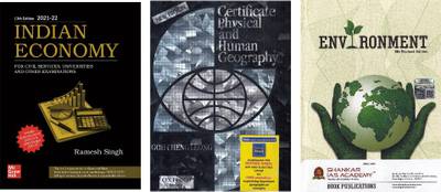 Indian Economy By Ramesh Singh + Certificate Physical Geography And Human Geography By Goh Cheng Leong + Environment By Shankar (Combo Set At Discoount)