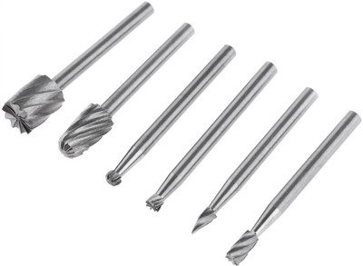 uptodatetools 6pcs/lot 3mm Shank HSS Router Bit Set Rotary Rasp High Speed Steel Woodworking Tools Rotary Files Set Rotary Bit Set(6 Bits)