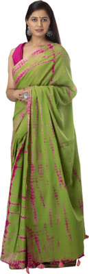 Pinkcity Trade World Printed, Color Block, Blocked Printed Daily Wear Pure Cotton Saree(Green)