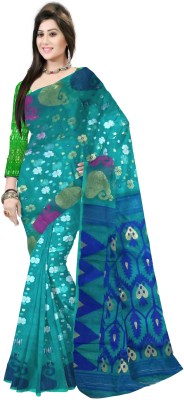 Pradip Fabrics Printed Handloom Silk Blend Saree(Light Green)