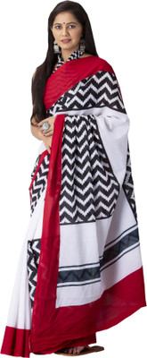 Pallo Latke Printed Daily Wear Pure Cotton Saree(Multicolor)