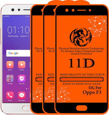Pluto Edge To Edge Tempered Glass for Oppo F3(Pack of 3)
