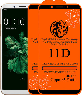 11D Edge To Edge Tempered Glass for Oppo F5 Youth(Pack of 2)