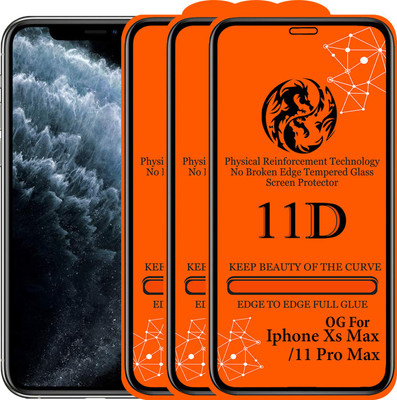 Pluto Edge To Edge Tempered Glass for Apple Iphone 11 Pro Max(Pack of 3)