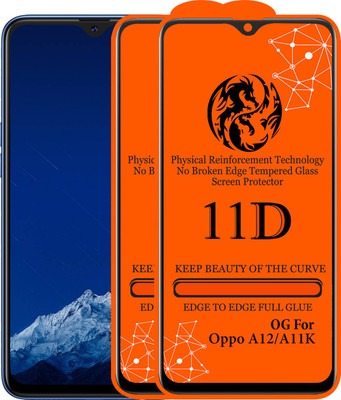 11D Edge To Edge Tempered Glass for Oppo A12(Pack of 2)