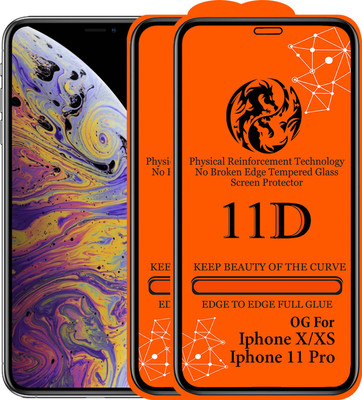 11D Edge To Edge Tempered Glass for Apple iPhone X(Pack of 2)