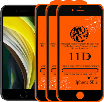 11D Edge To Edge Tempered Glass for Apple iPhone SE(Pack of 3)