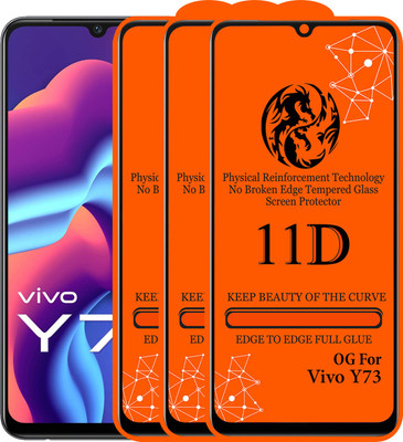 Strivex Edge To Edge Tempered Glass for Vivo Y73(Pack of 3)