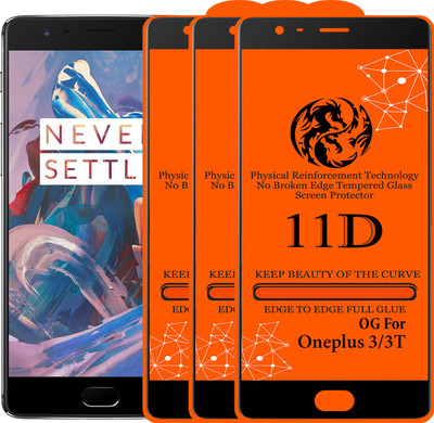 11D Edge To Edge Tempered Glass for OnePlus 3T(Pack of 3)