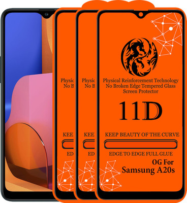 11D Edge To Edge Tempered Glass for Samsung Galaxy A20s(Pack of 3)