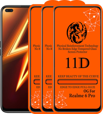 11D Edge To Edge Tempered Glass for Realme 6 Pro(Pack of 3)