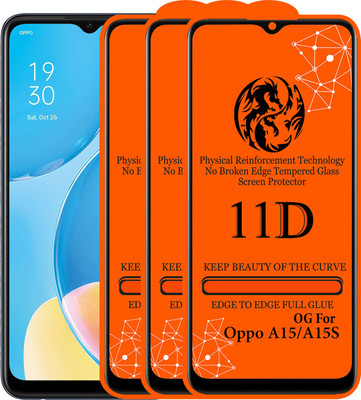 Strivex Edge To Edge Tempered Glass for Oppo A15s(Pack of 3)