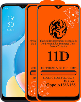 Strivex Edge To Edge Tempered Glass for Oppo A15s(Pack of 2)