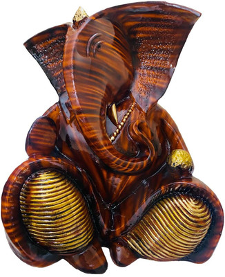 krishnagallery1 Lord Ganesh Murti Wooden Look Ganesh Statue For Home Entirior Home Poojan Use Laxmi ganesh Murti Ganesh Showpiece For Office Decorative Showpiece - 32.5 cm(Polyresin, Multicolor)